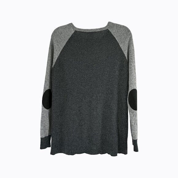 J.Crew Wool Blend Sweater Sz S Layered Gray Contrast Trim Elbow Patch Academia - Picture 2 of 6